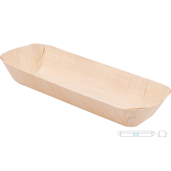 Narrow "Wood" Rectangular Barquettes with a uniform wooden side